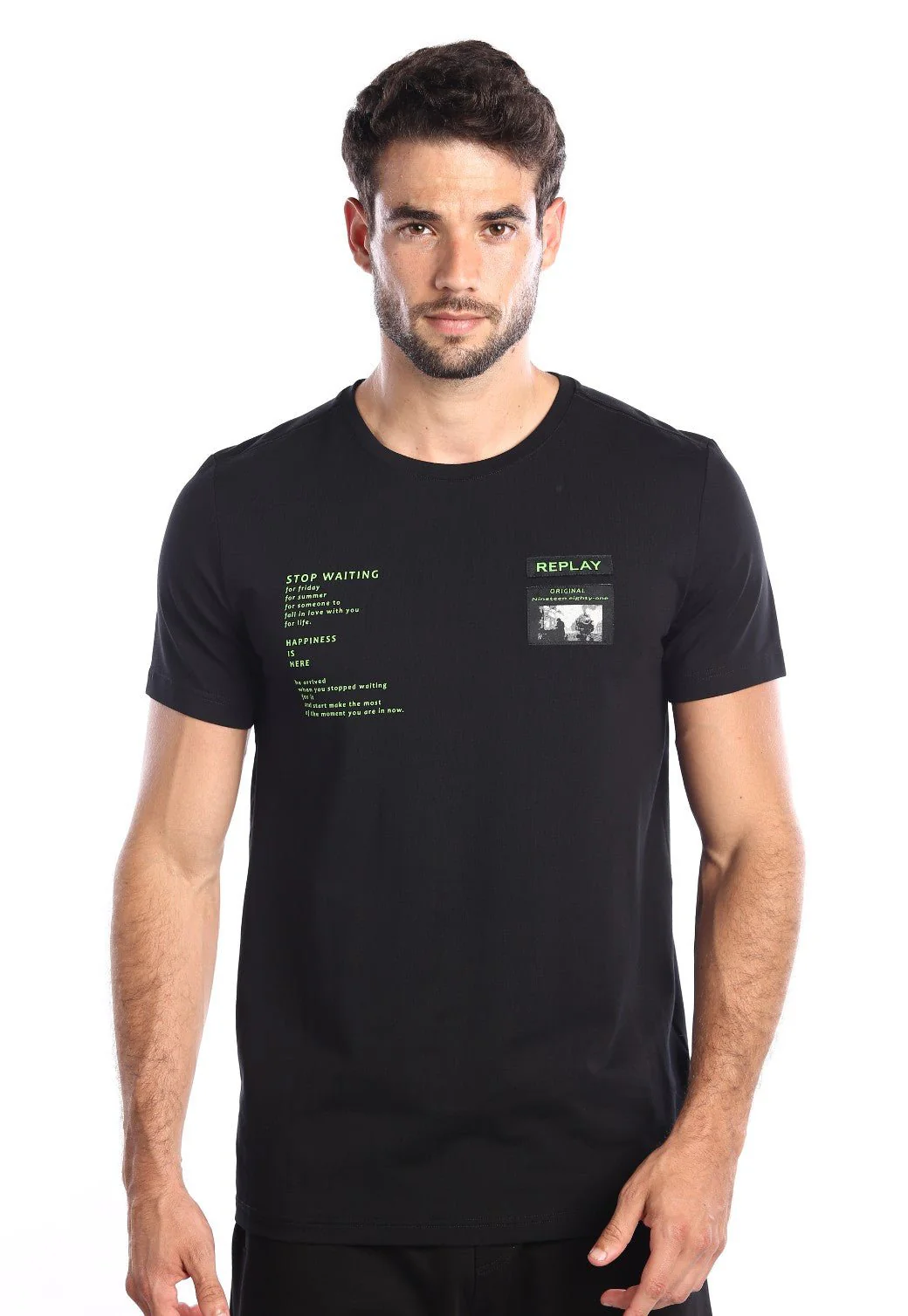 טי שירט לייקרה קצרה עם לוגו בחזה גברים