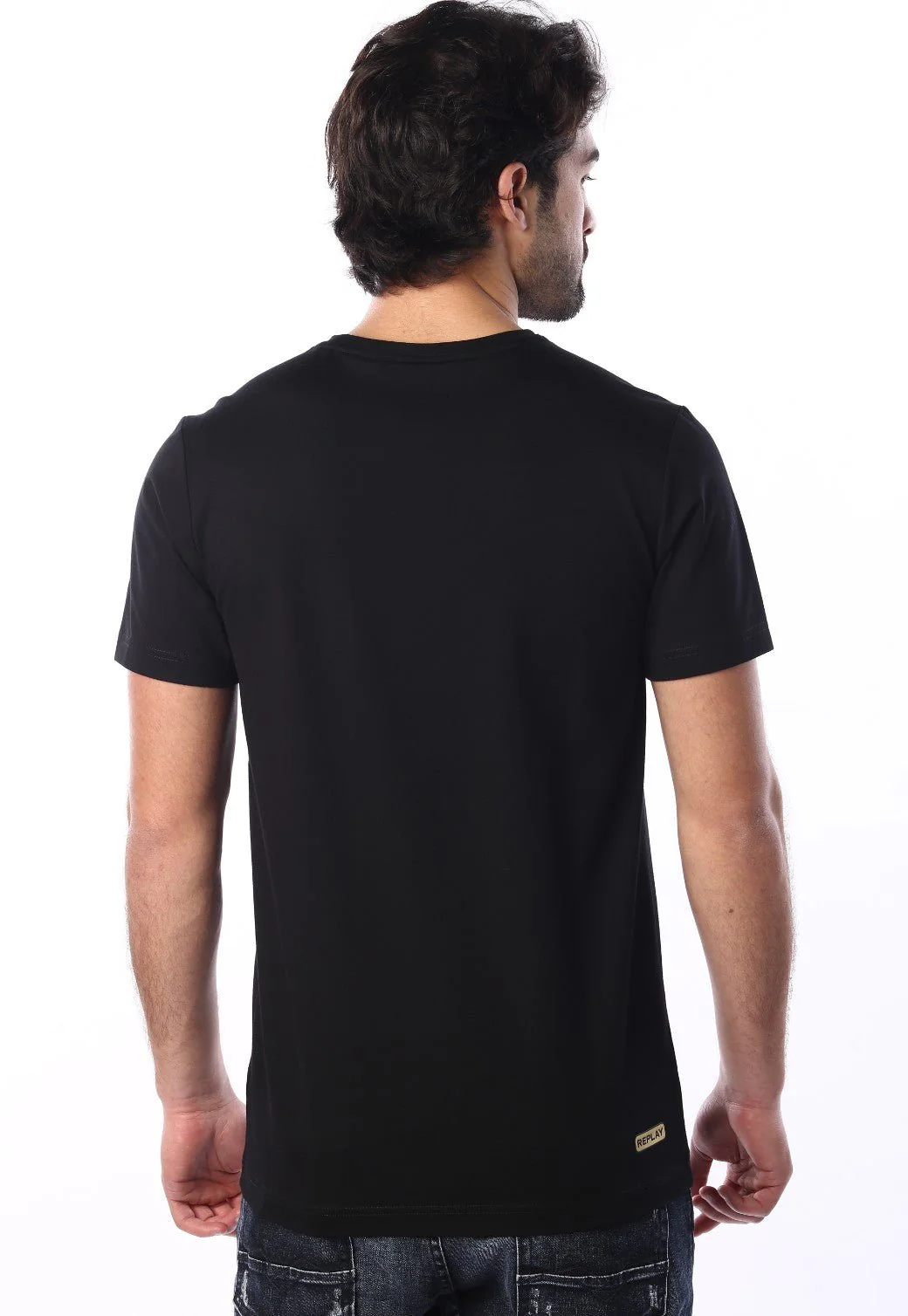 טי שירט קצרה עם הדפס לוגו זהב גברים - Image 3