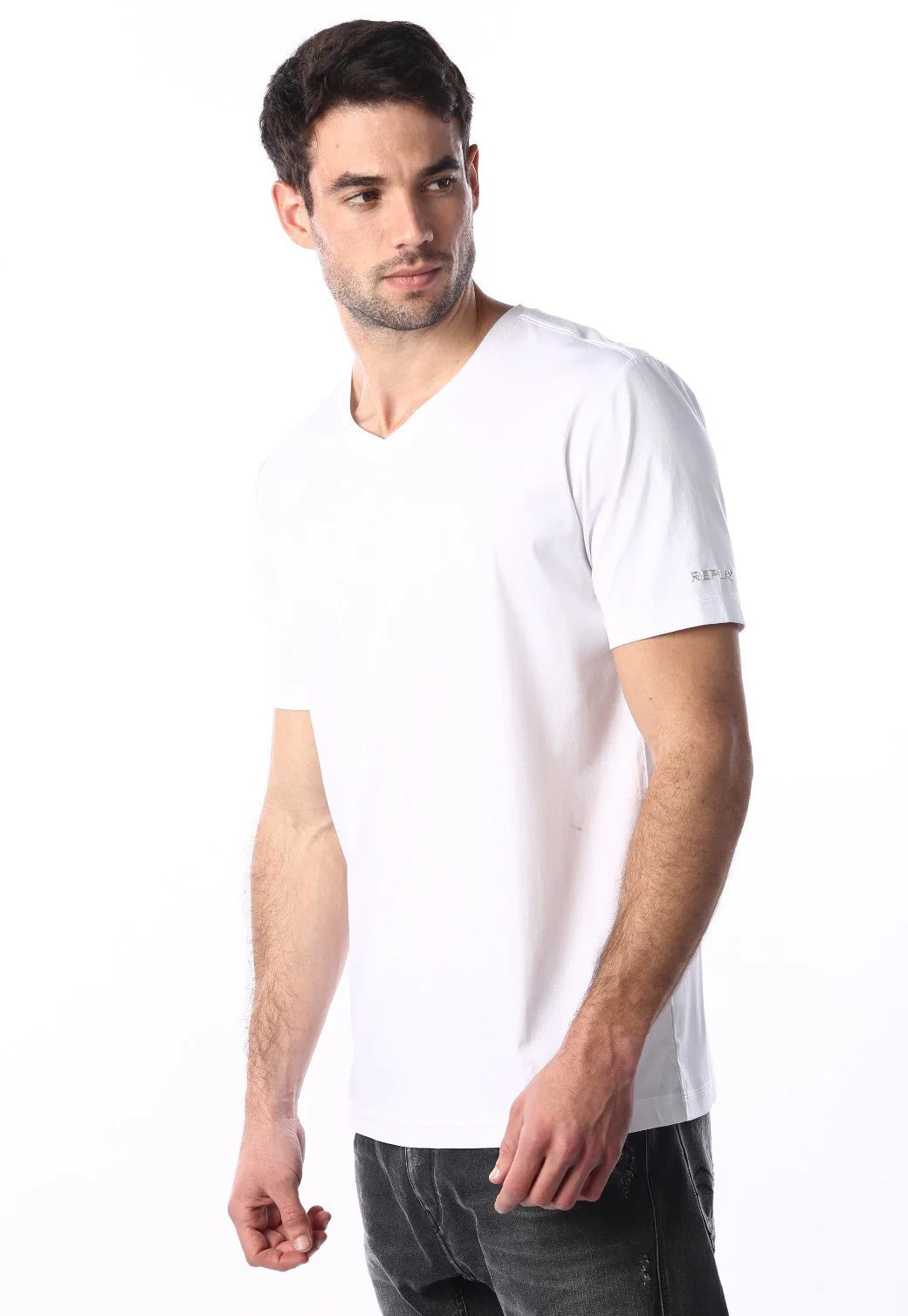 טי שירט קצרה צווארון V גברים - Image 2