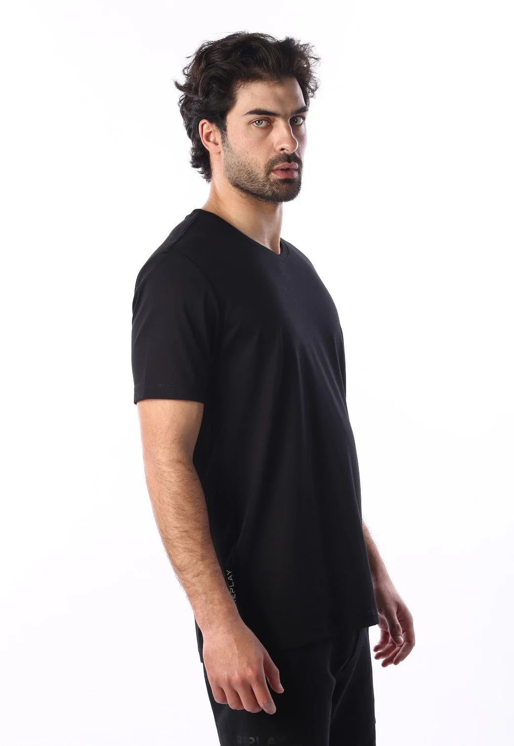 טי שירט קצרה צווארון V גברים - Image 2