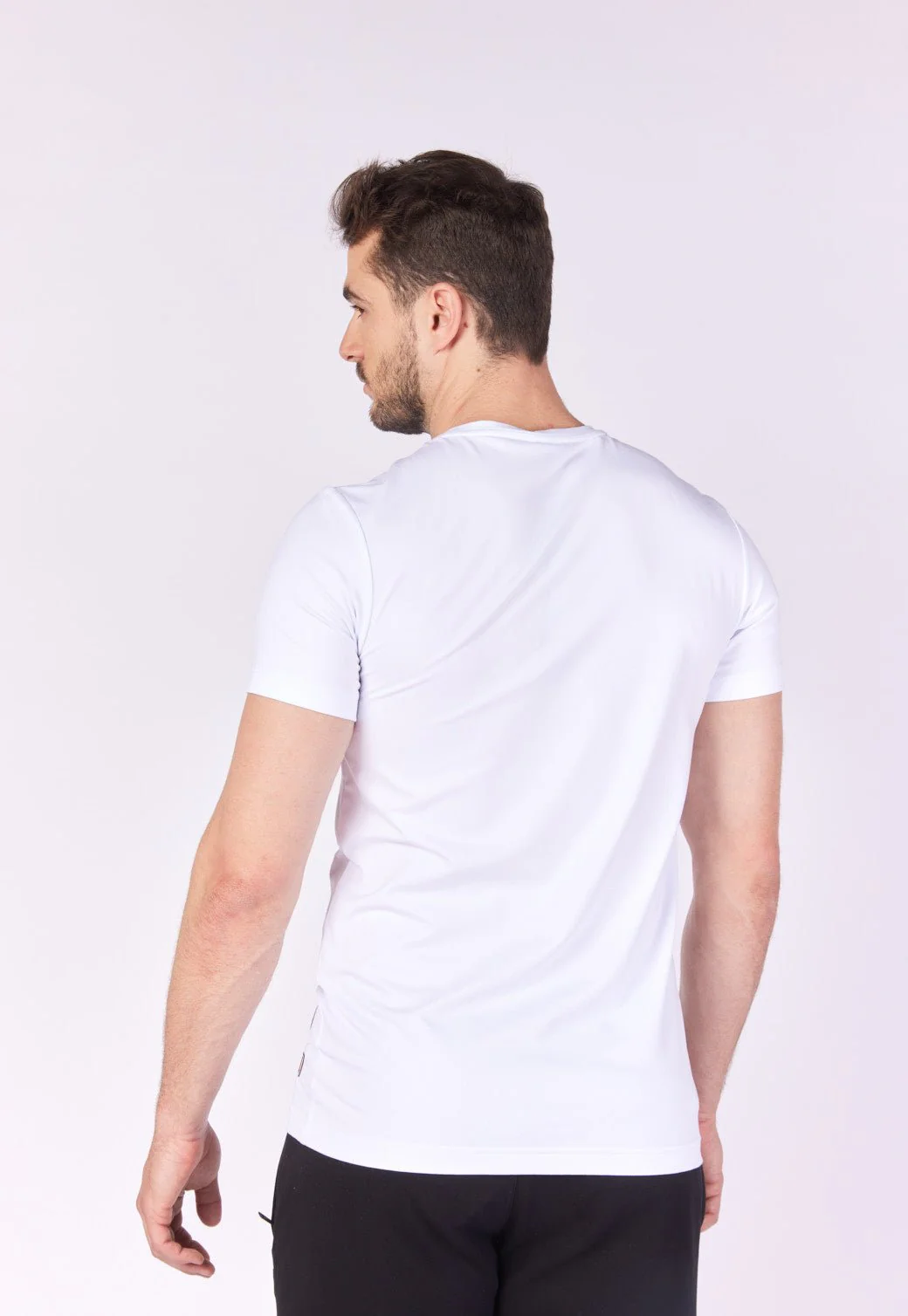 טי שירט קצרה לייקרה בצבע לבן/אדום גברים - Image 3