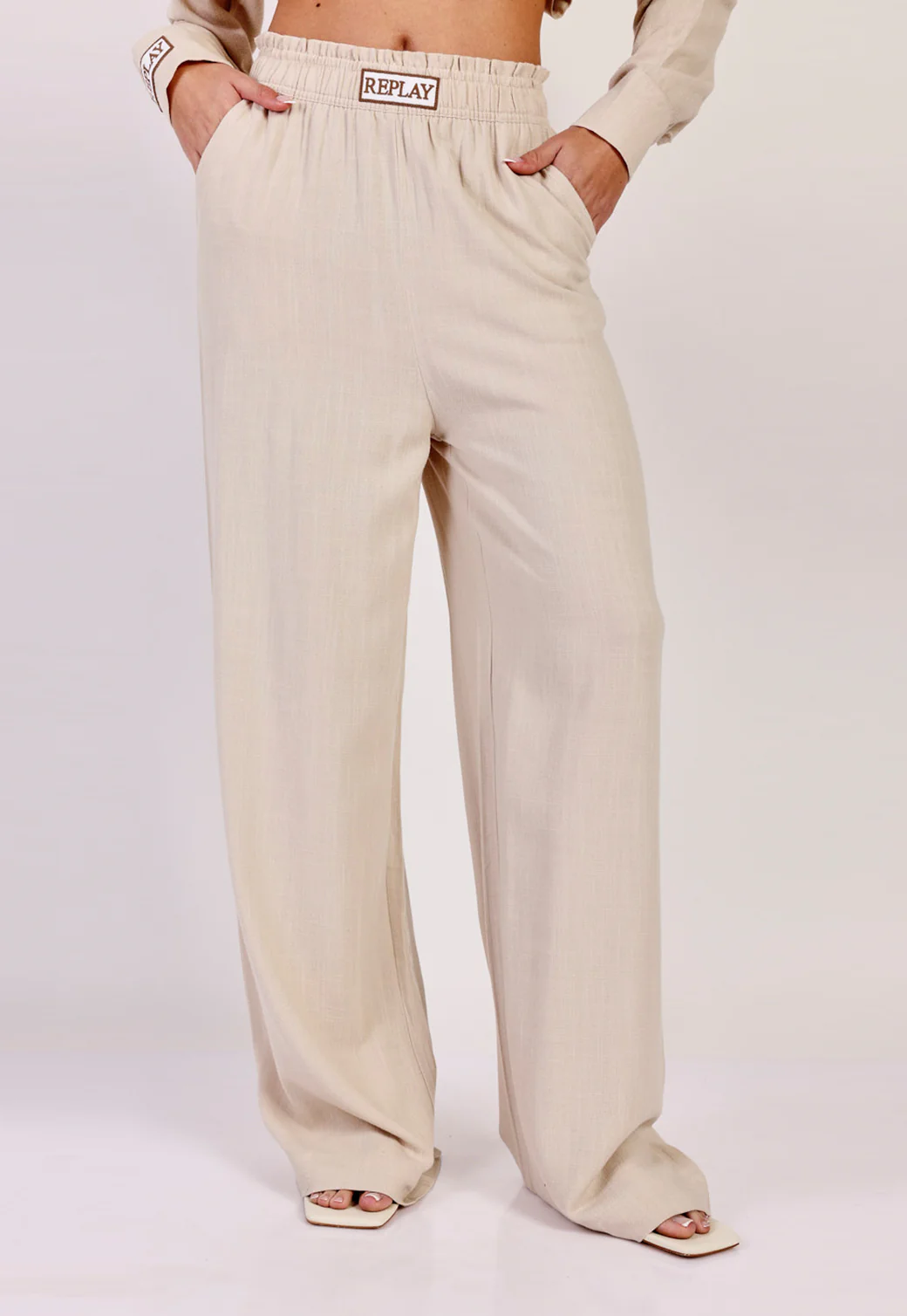 מכנסיים ארוכים Rayon Wide Leg נשים - Image 3