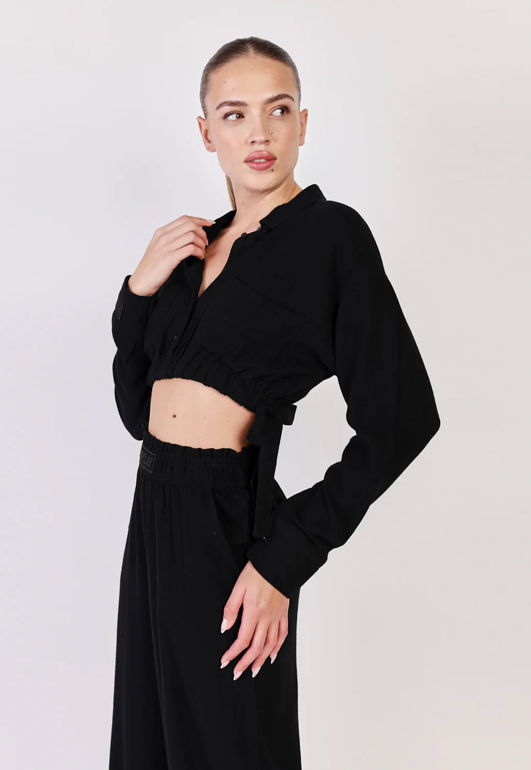 חולצת פשתן מכופתרת Rayon נשים - Image 4