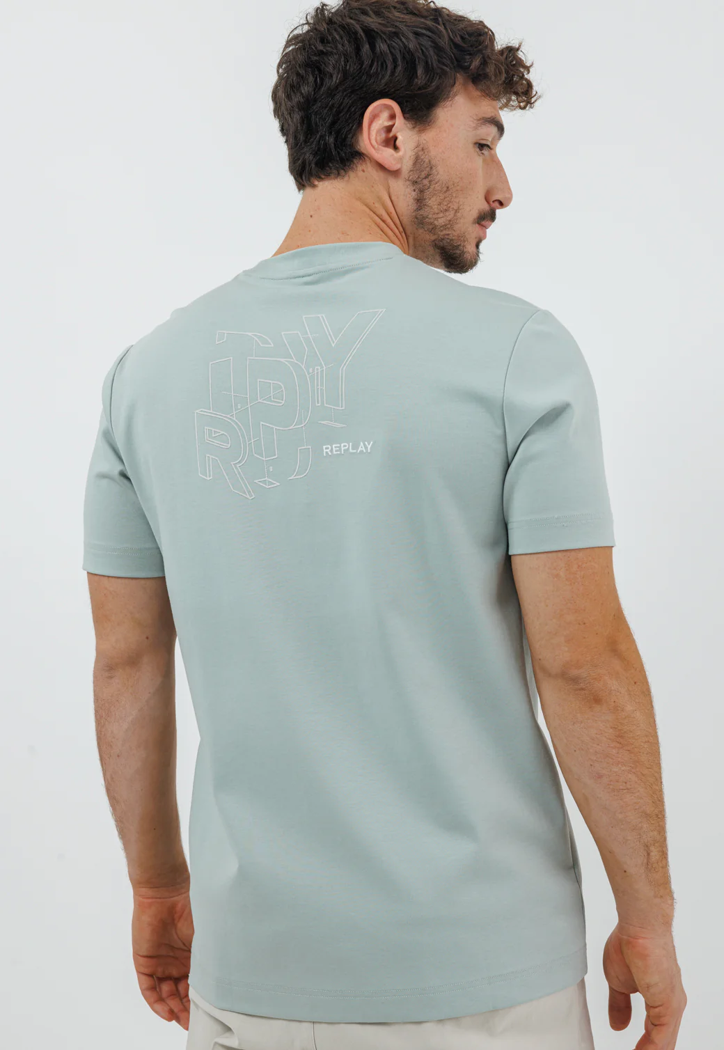 טי שירט עם כיתוב בצבע ירוק לגברים - Image 3