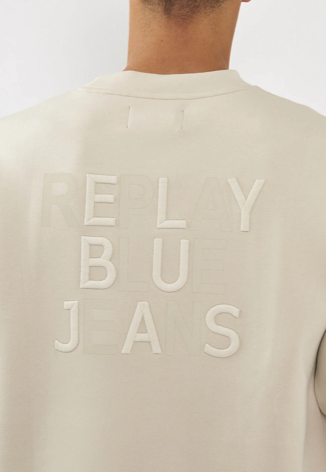 סווטשירט לגברים בצבע אבן עם רקמת לוגו - Image 5