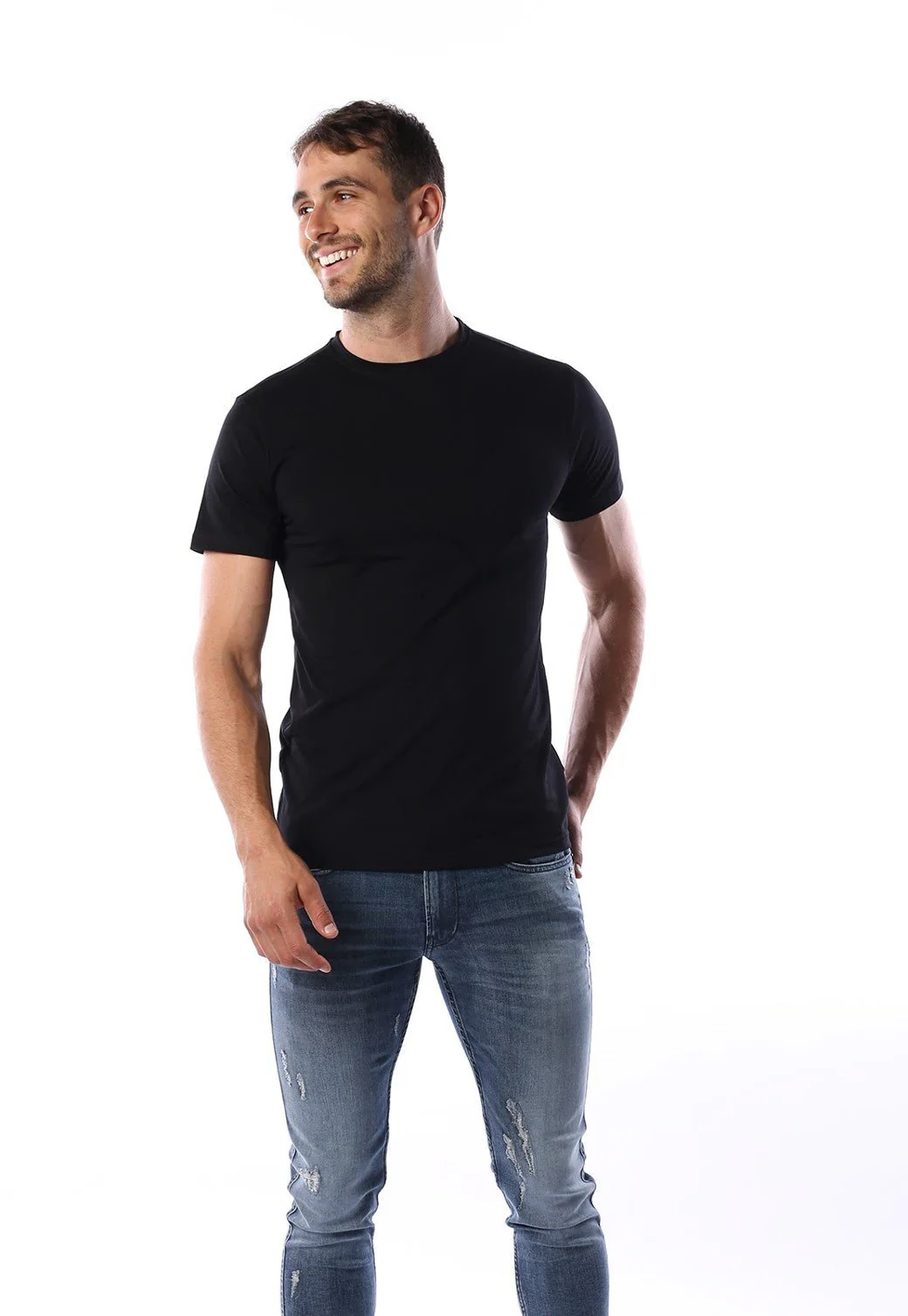 טי שירט ביסייק קצרה מבד לייקרה גברים - Image 5