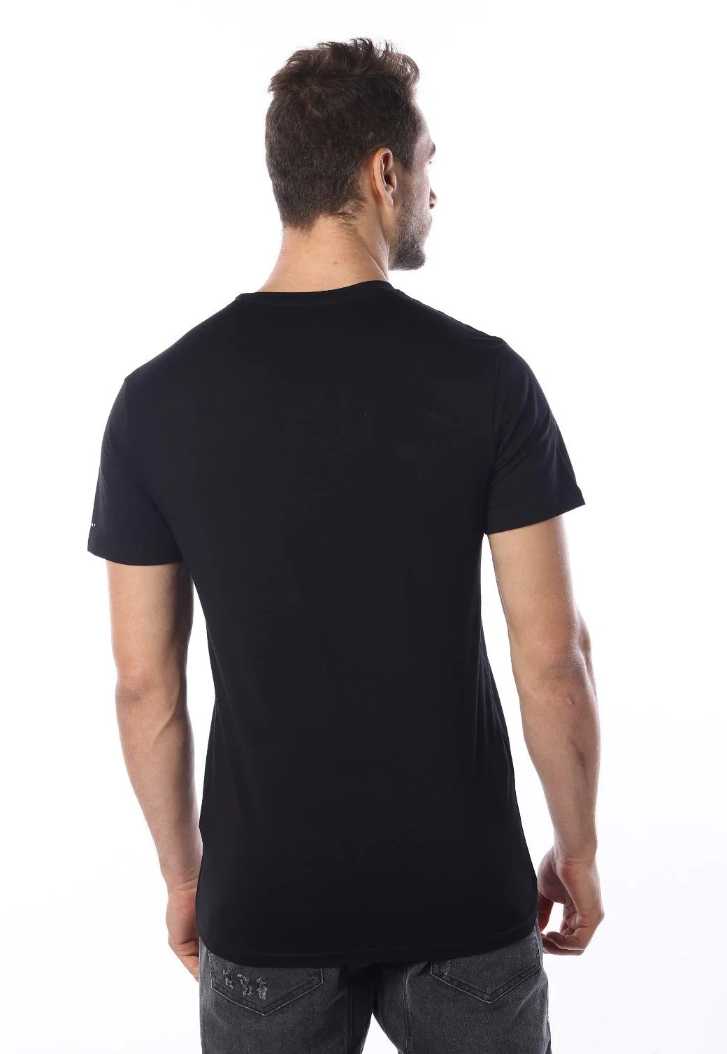 טי שירט צווארון V קצרה מבד לייקרה גברים - Image 3