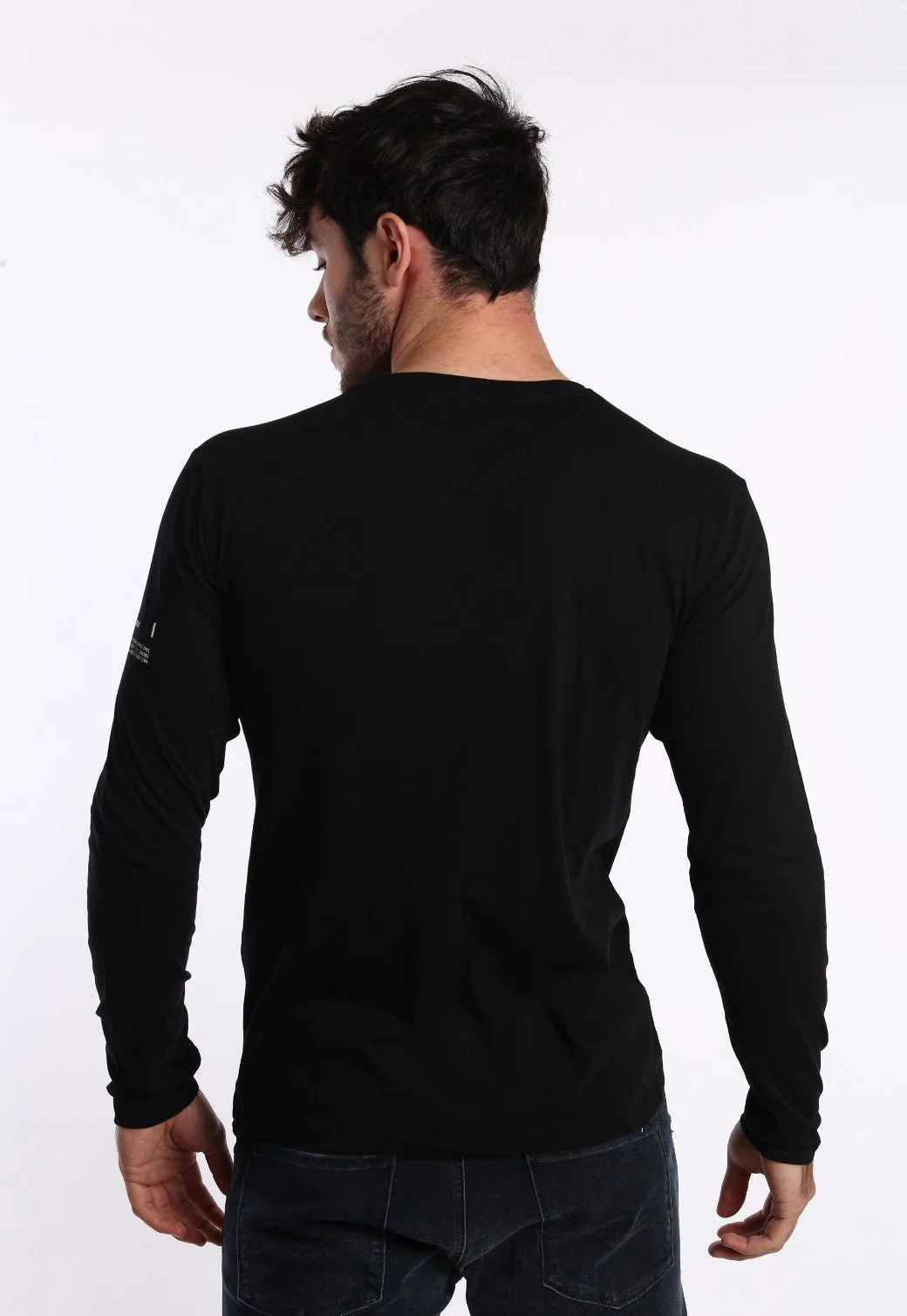 טי שירט ארוכה מכותנה עם הדפס של כלב גברים - Image 3