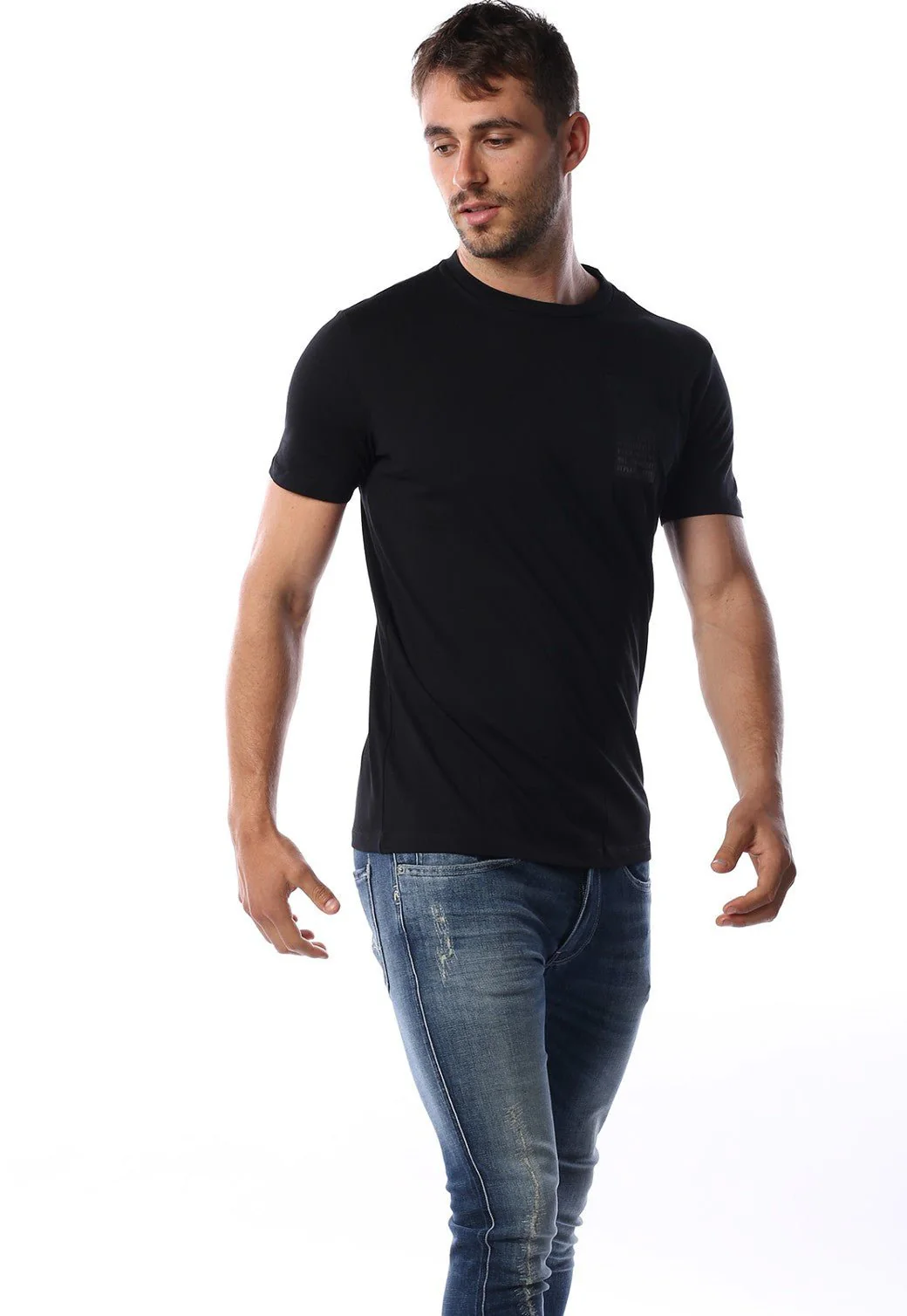טי שירט קצרה מכותנה עם לוגו בלאק גברים - Image 4
