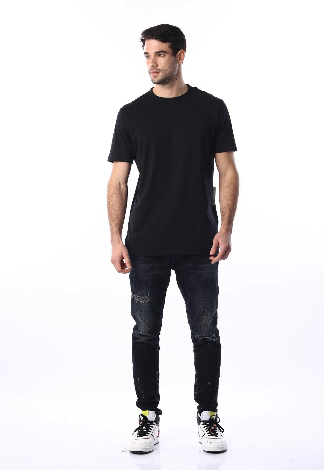 טי שירט קצרה עם מפתח צוואר עגול גברים - Image 4