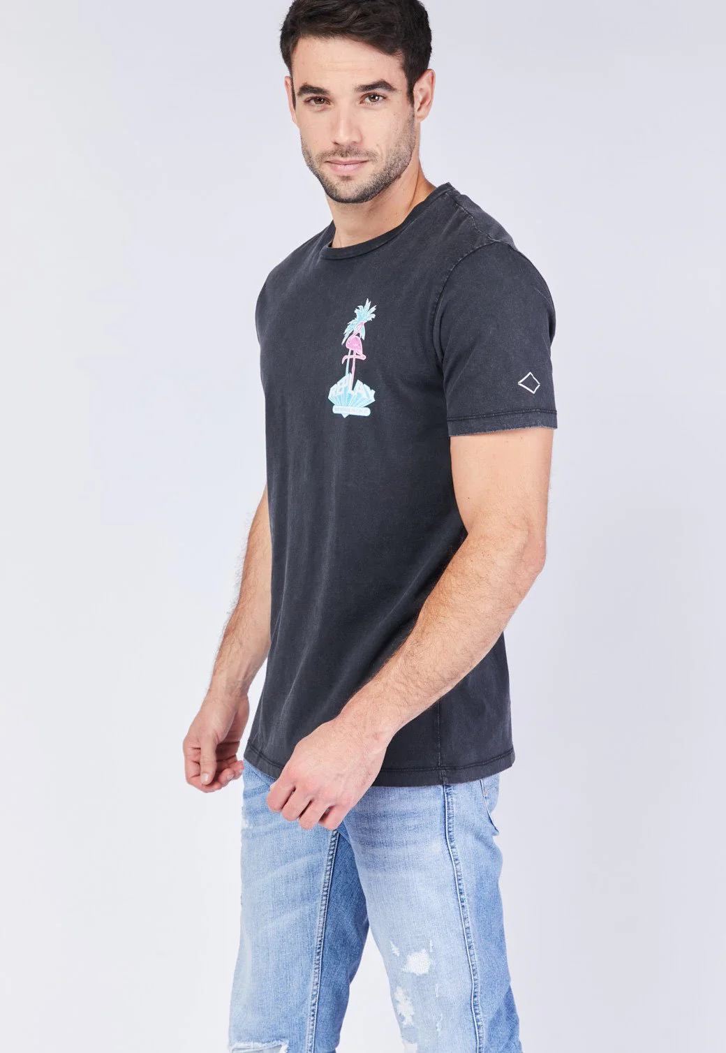 טי שירט קצרה עם הדפס גברים - Image 2