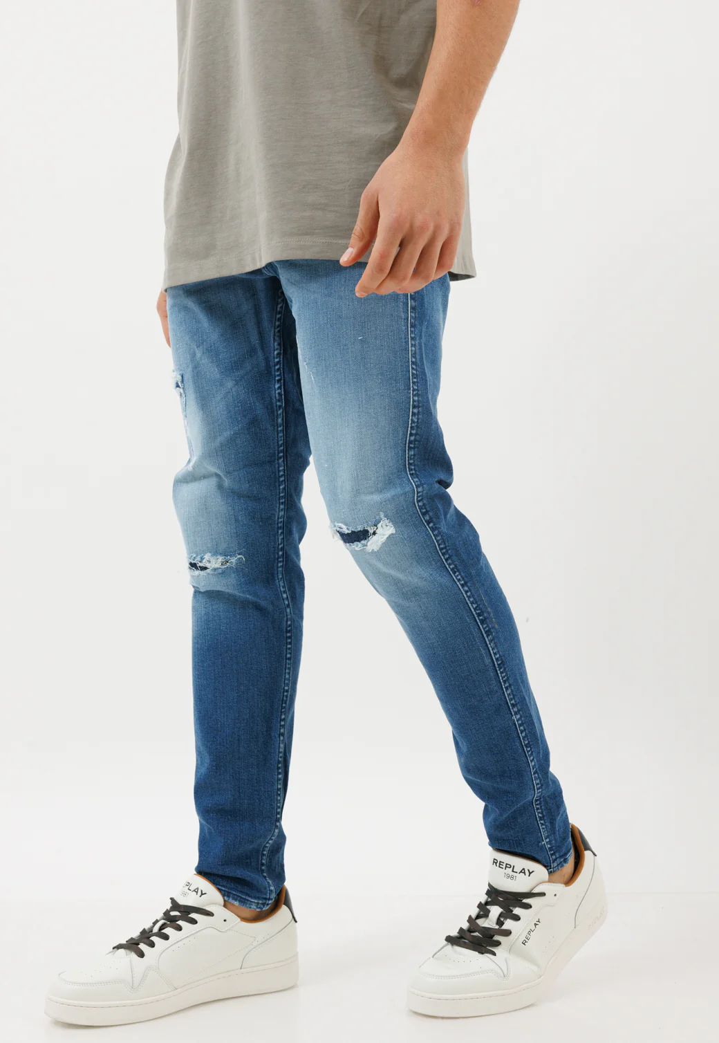 מכנסי ג'ינס Slim Fit BRONNY עם קרעים גברים - Image 6