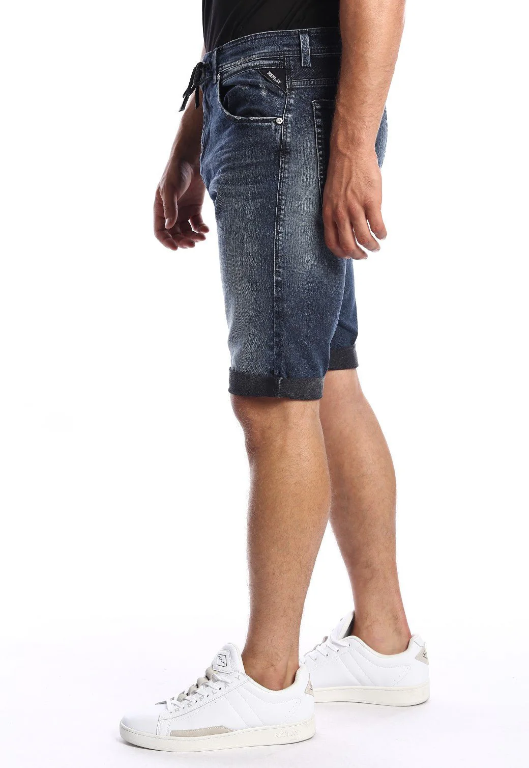 ג'ינס ברמודה עם שפשוף גברים - Image 3