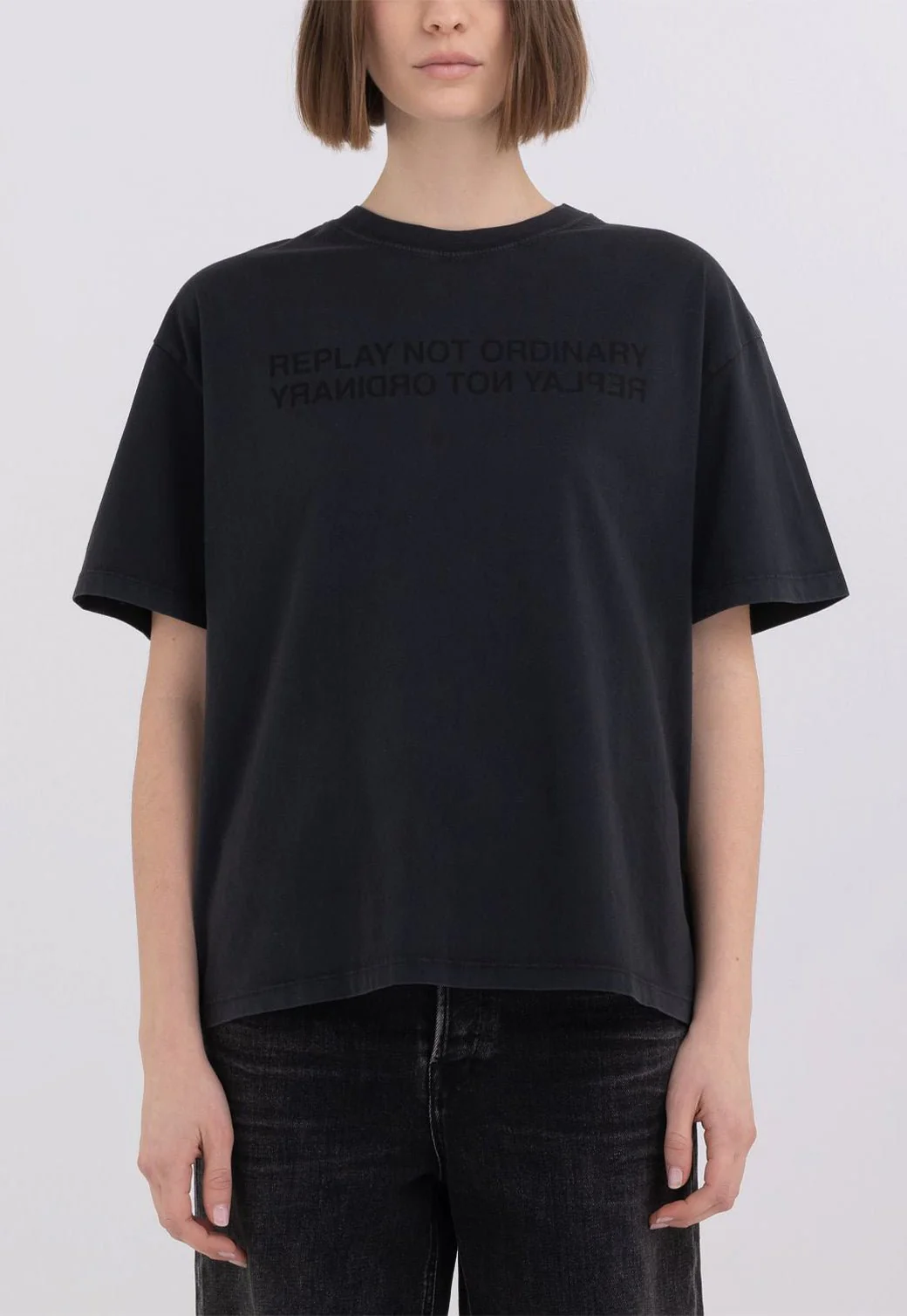 טי שירט כיתוב Oversize נשים