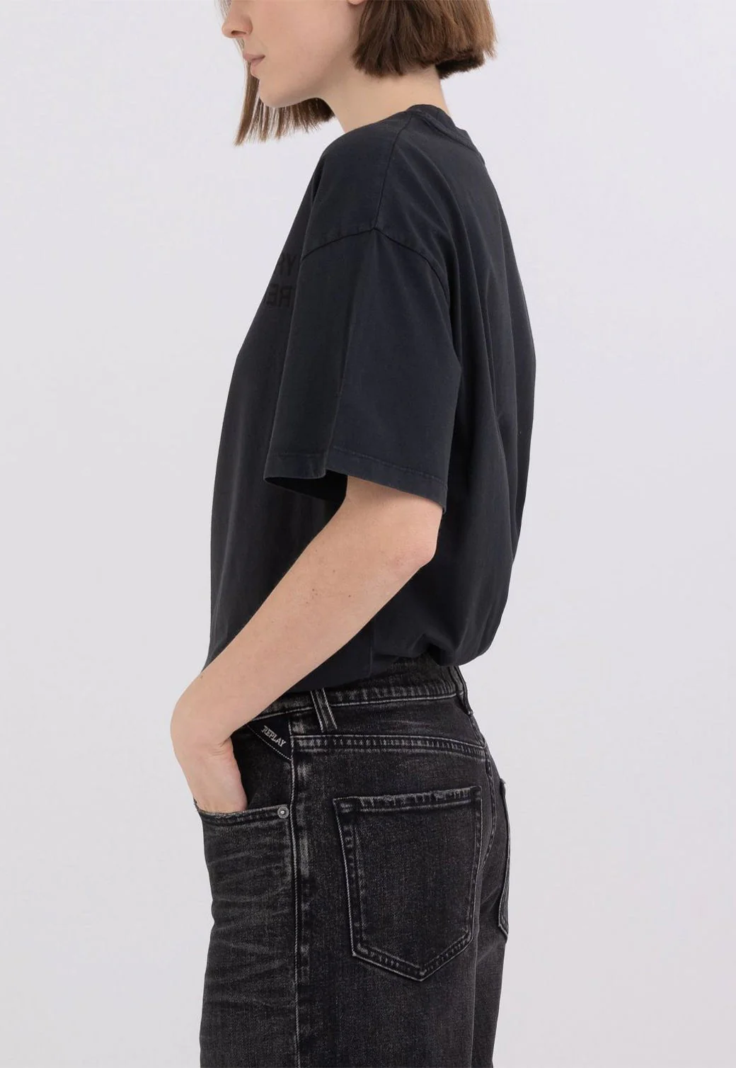 טי שירט כיתוב Oversize נשים - Image 2